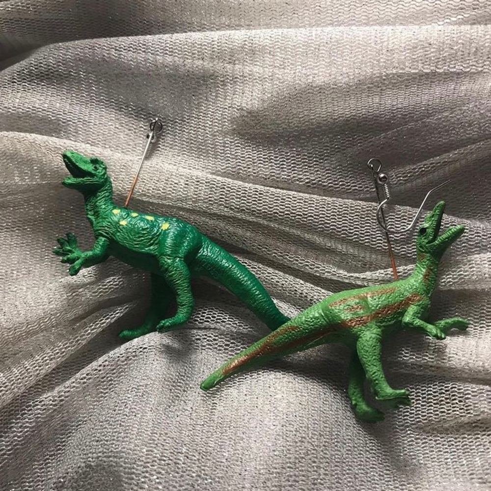 Green Dinosaur Earrings